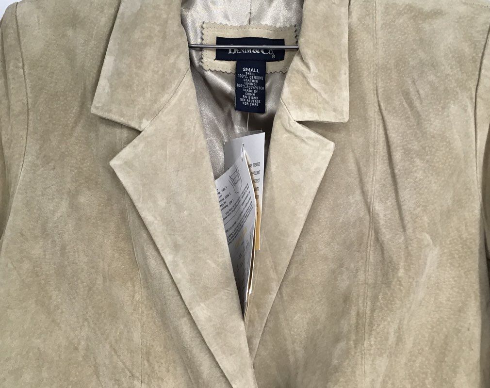 NWT Denim &amp; Co. Women&#39;s Beige Leather Blazer - Size S