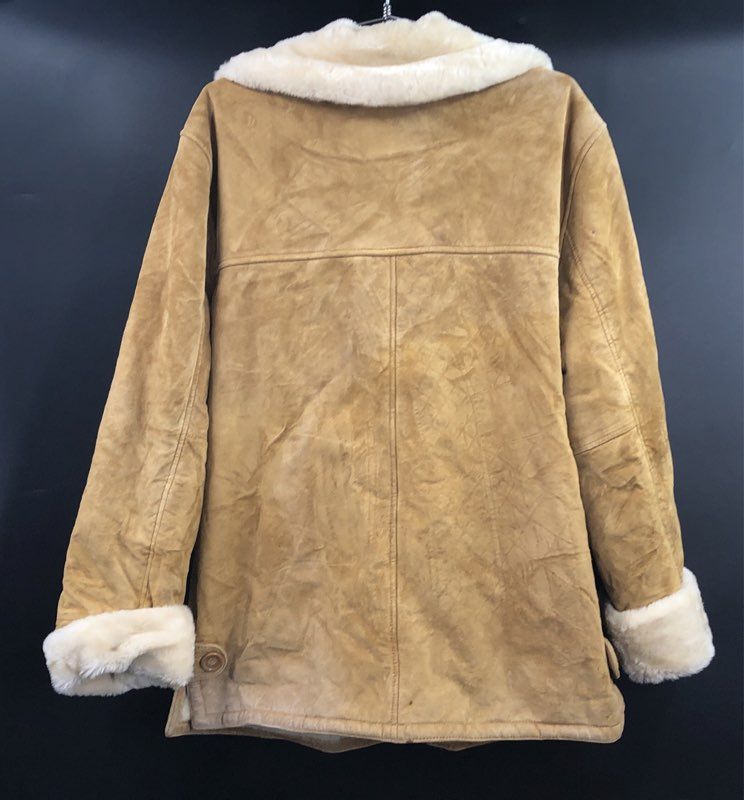 Vintage Y2K Dennis Basso Women's Tan Genuine Leather Jacket Faux Fur Sz M