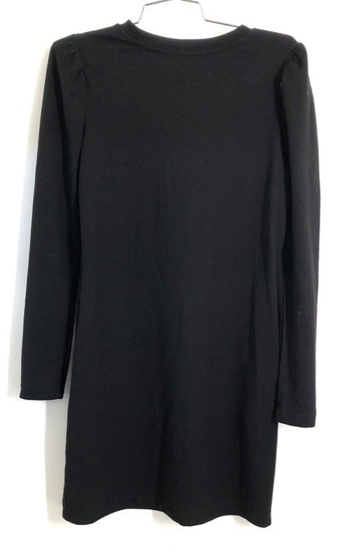 Allison Joy Women's Black Beckley Puff Dress Ribbed Long Sleeve Mini Sz XS NWT