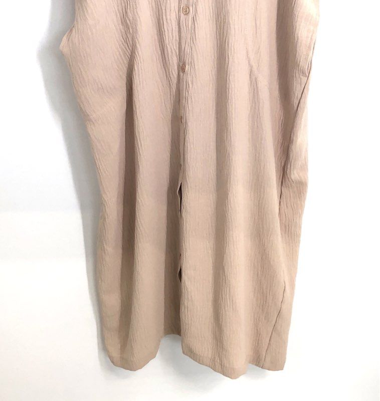 Max Studio Women's Papyrus Beige Textured Button Front Shirt Midi Dress XL NWT