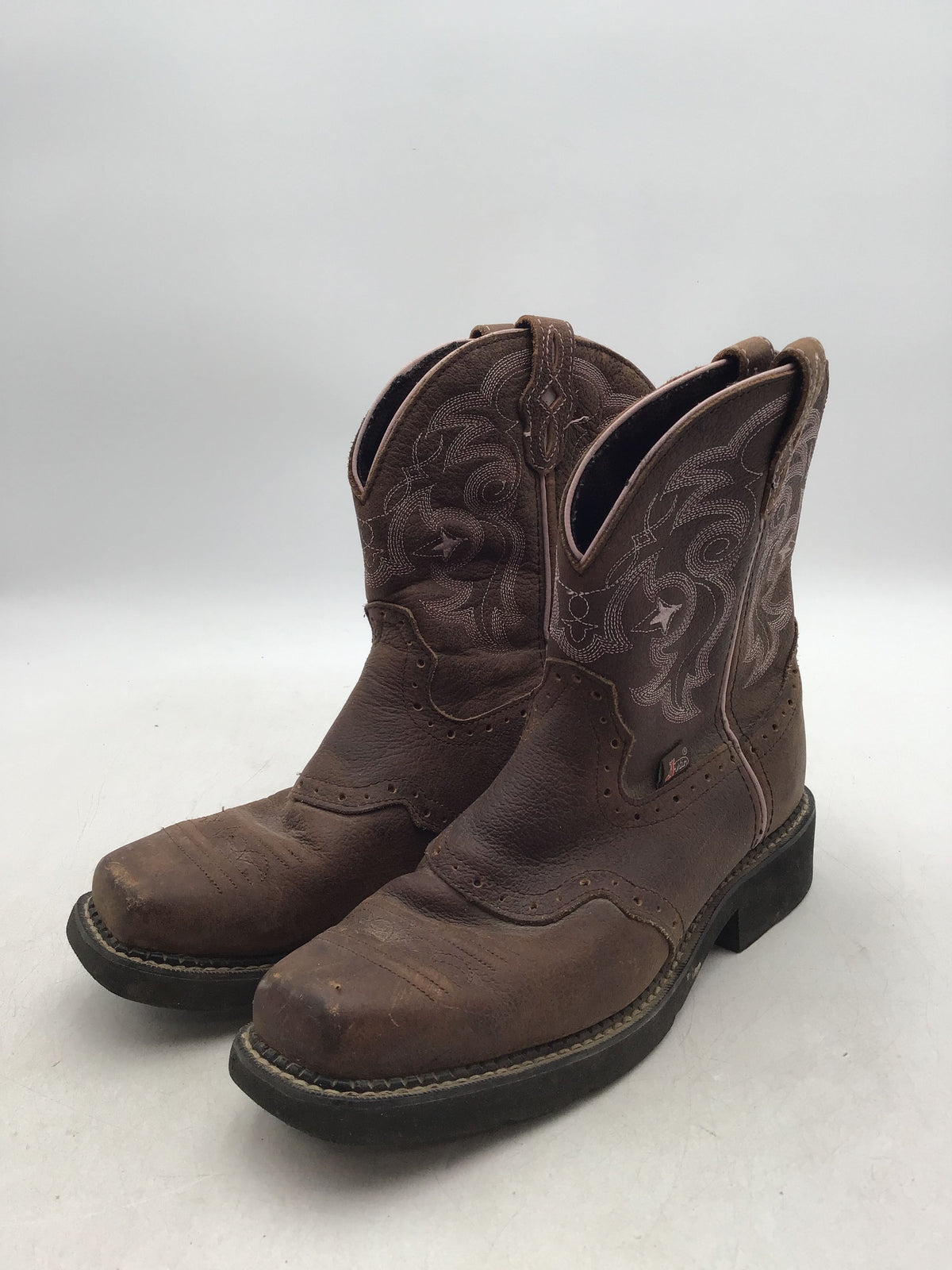 Justin Women&#39;s Gypsy L9965 Brown Leather Mid-Calf Cowgirl Western Boots - Sz 9B