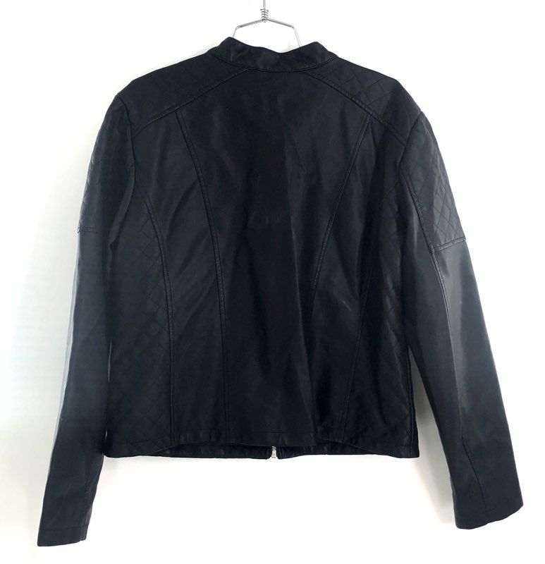 New York & Company Women's Black Quilted Faux Leather Moto Jacket Sz XL
