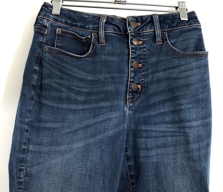 J.Crew Women's Blue Curvy 10 High-Rise Skinny Button Fly Stretch Jeans Size 27