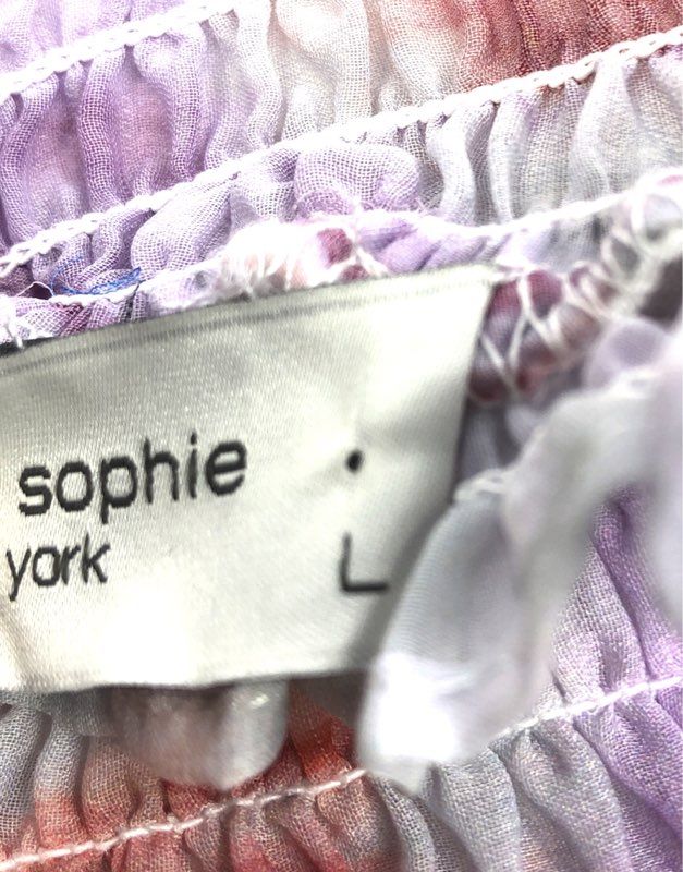 Lola & Sophie Women's Purple Abstract Floral Smocked Off Shoulder Dress NWT Sz L