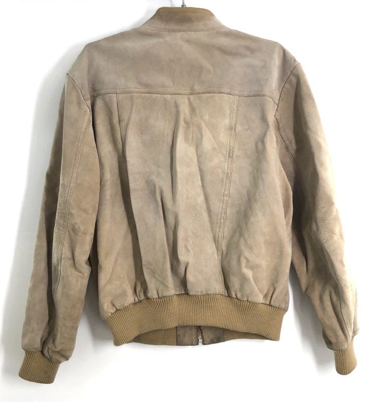 Vintage 80s Deerskin Trading Post Men's Tan Suede Leather Bomber Jacket Sz 42