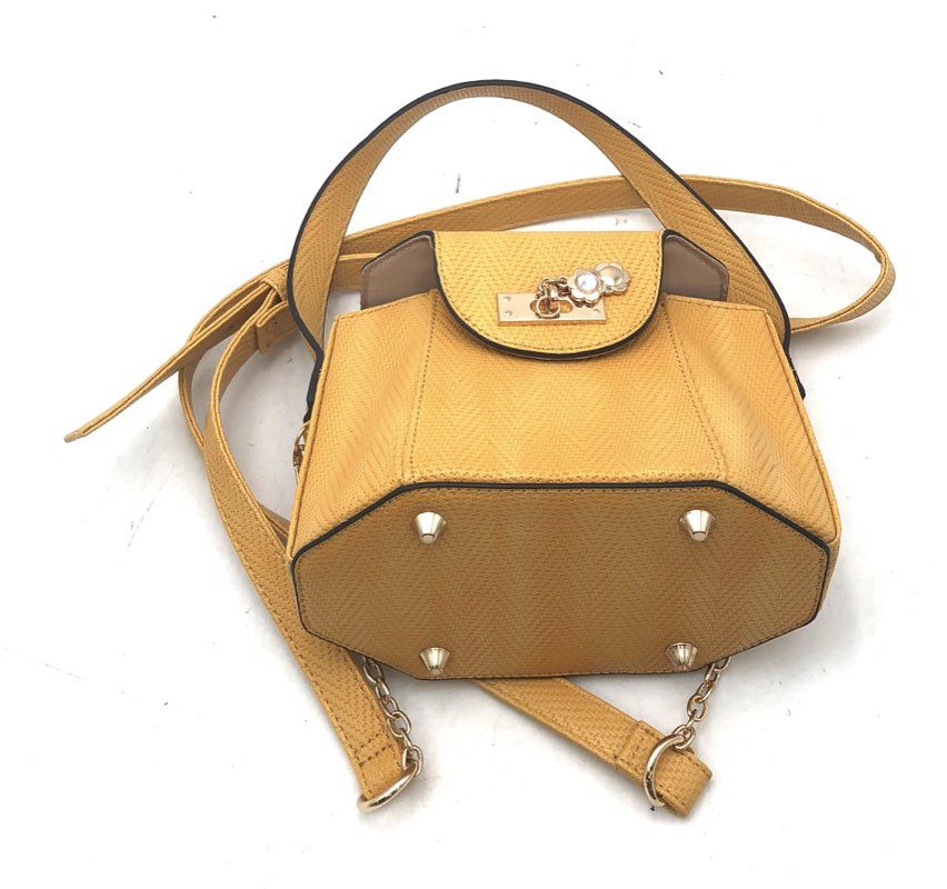 Est. 1946 Yellow Textured Turn Lock Satchel Handbag Crossbody Bag