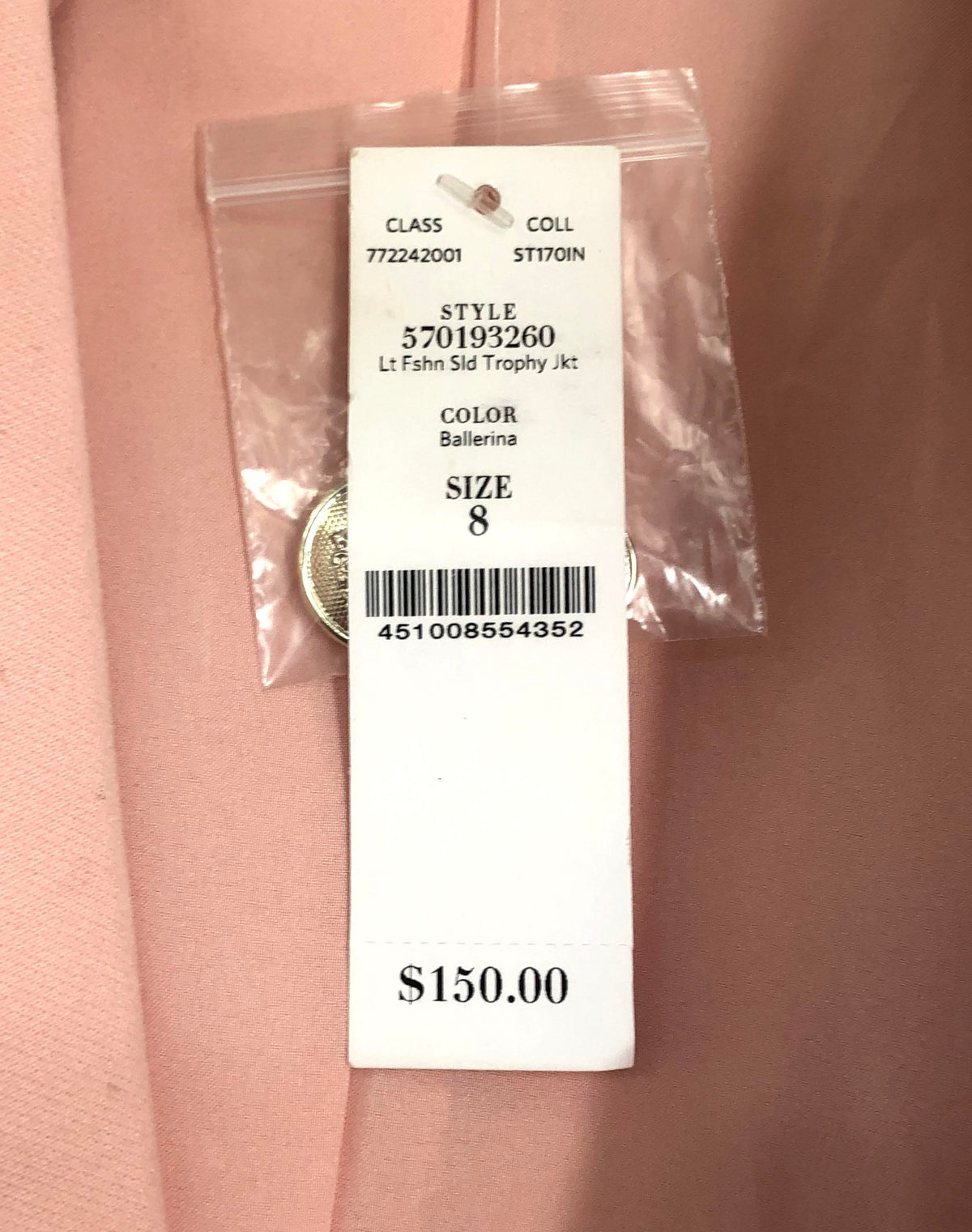 White House Black Market Women's Ballerina Pink Trophy Blazer Jacket NWT Sz 8