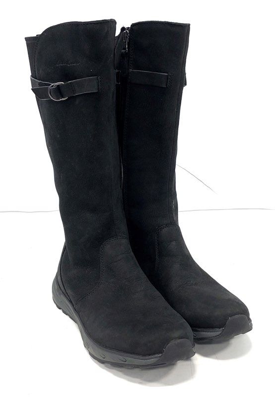 Eddie Bauer Women's Black Suede Knee High Zip Comfort Boots Size 8.5