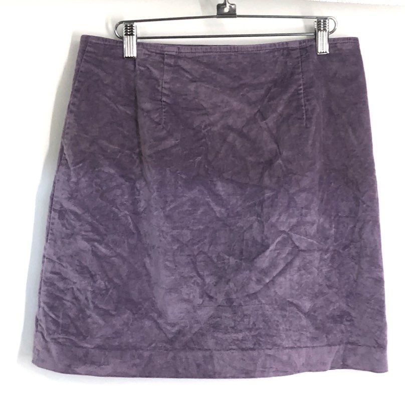 LOFT Women's Purple Corduroy Velveteen Mini Skirt Side Zip Lined Sz 6