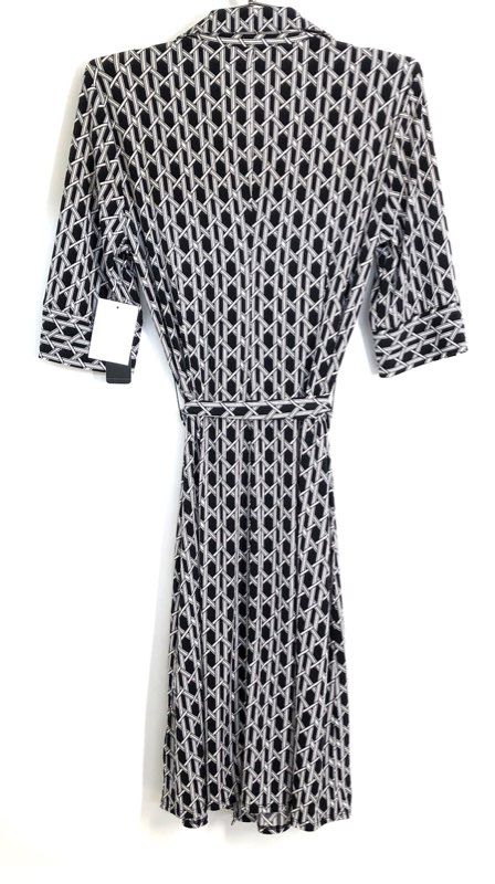 Laundry by Shelli Segal Women's Black White Geometric Shirt Dress NWT Sz 8