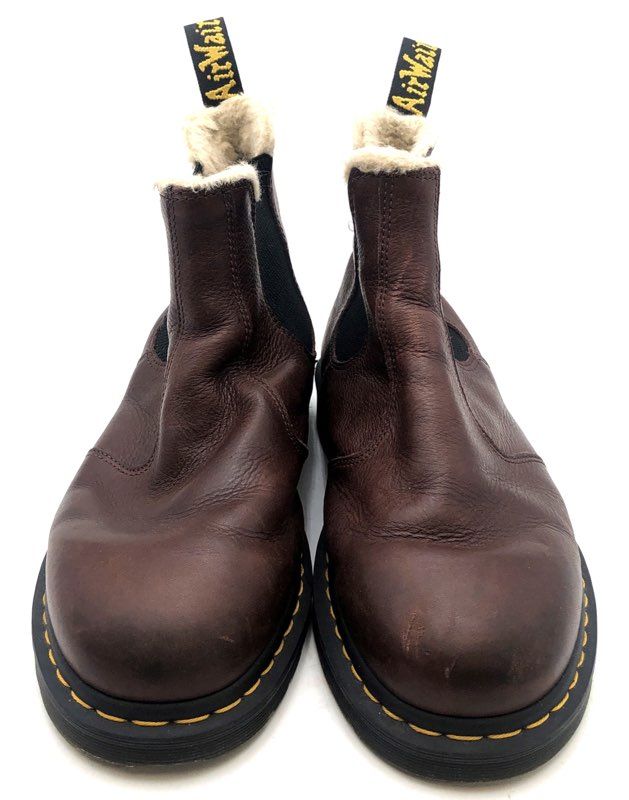Dr. Martens 2976 FL Fur Lined Dark Brown Leather Chelsea Boots Size US M 12