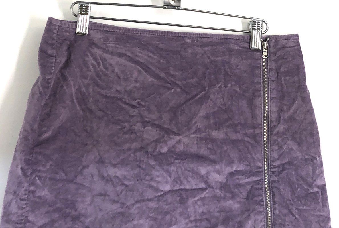 LOFT Women's Purple Corduroy Velveteen Mini Skirt Side Zip Lined Sz 6
