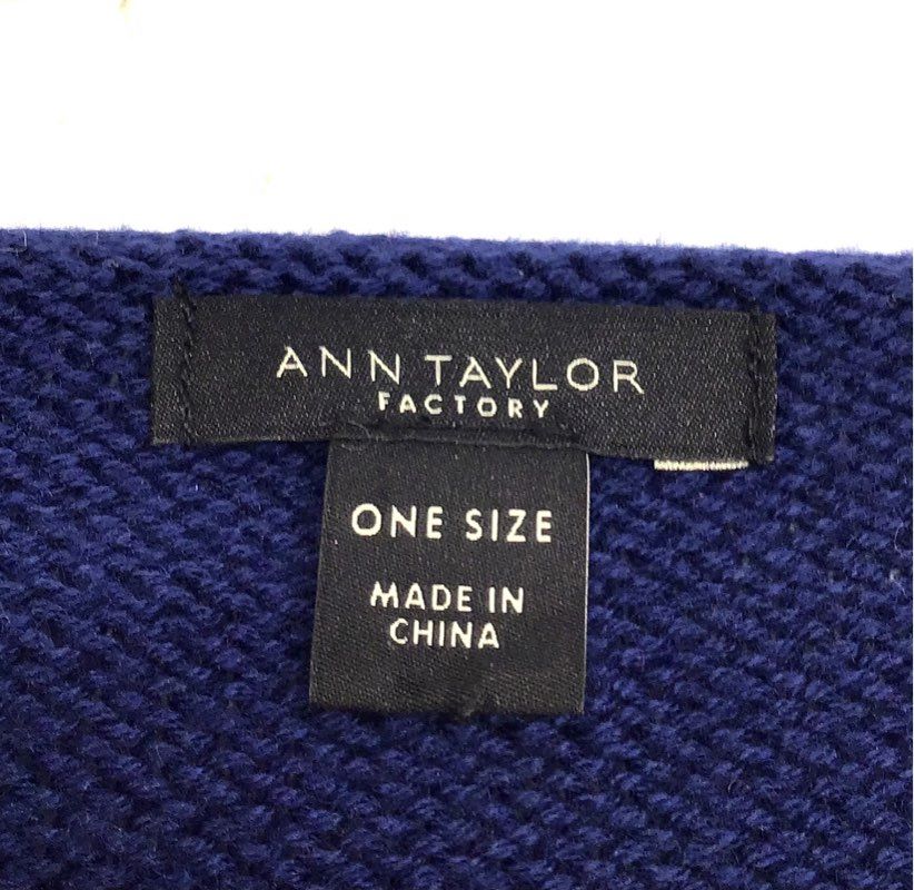 Ann Taylor Factory Women's Navy Blue Knit Open Front Poncho Wrap One Size