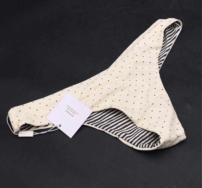 ROVE Women's Aiden Bikini Bottom Selita Polka Ivory Black Polka Dot NWT Sz L