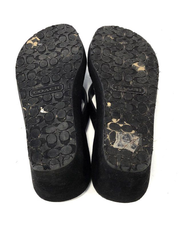 Coach Joklayn Black White Geometric Thong Wedge Sandals Flip Flops Size 7
