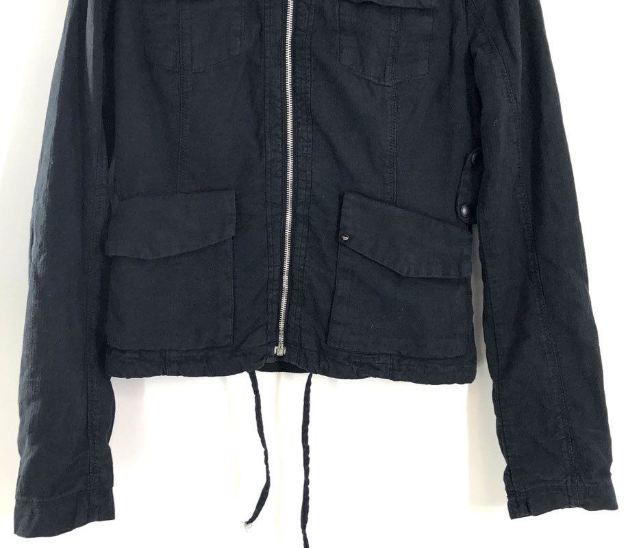 Vintage Y2K Diesel Women's Black Mealy Utility Field Jacket Hooded Sz L