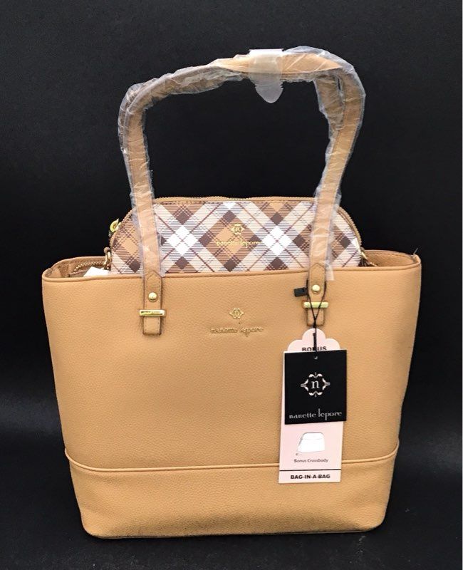NWT Nanette Lepore Camel Tote Purse With Crossbody Bag
