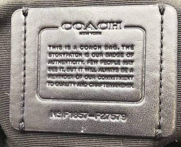 Coach Black\Grey Monogram Satchel Bag with Black Leather Trim (+COA)