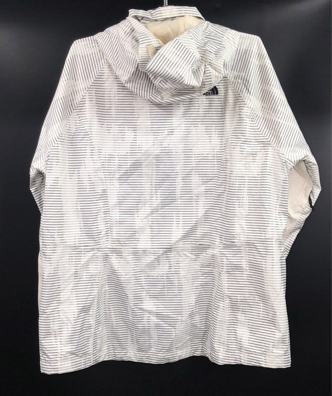 The North Face Women's Hooded Shell Jacket White Black Dotted Stripe Size XL