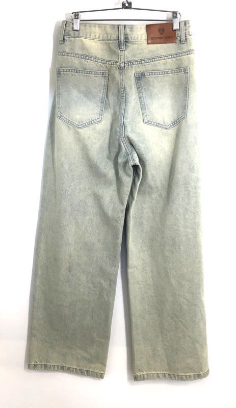Elfric Eden Men's Light Sand Wash Blue Wide Leg Relaxed Streetwear Jeans Sz 28
