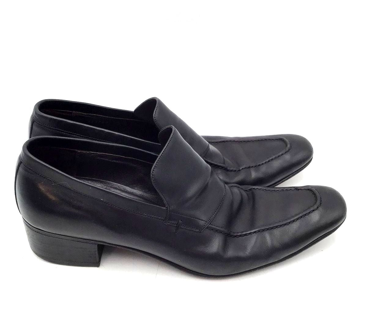 Gucci Men&#39;s Black Leather Slip-On Loafers-Size 9D (+COA)