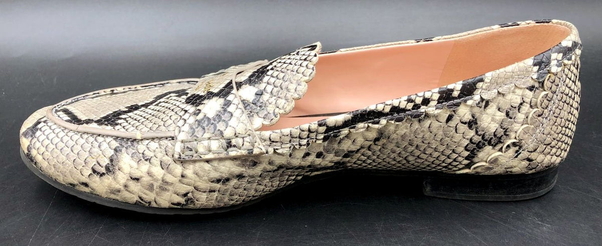 Kate Spade &#39;Cara Flora&#39; Women&#39;s Grey Snake Print Leather Flats - Sz 8.5B (+COA)