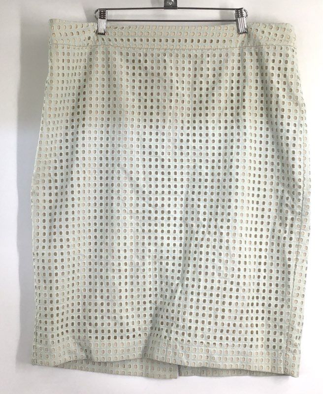 Ann Taylor Women's Light Blue Geometric Eyelet Pencil Skirt Sz 18T