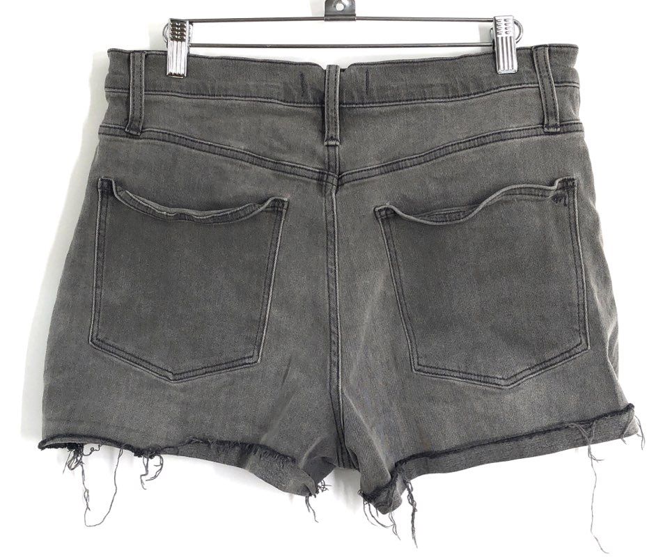 Madewell Women's Washed Gray High-Rise Denim Shorts Frayed Hem Cutoff Size 30