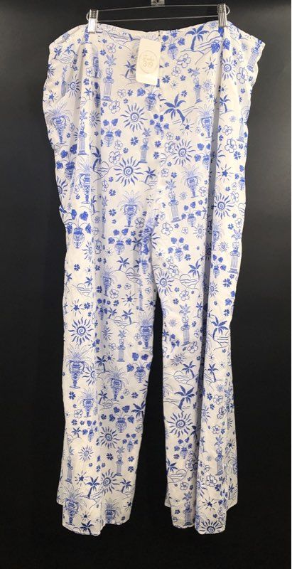 Sugarlips Women's Azul Tropics High Waist Wrap Pants White Blue NWT Sz 2XL