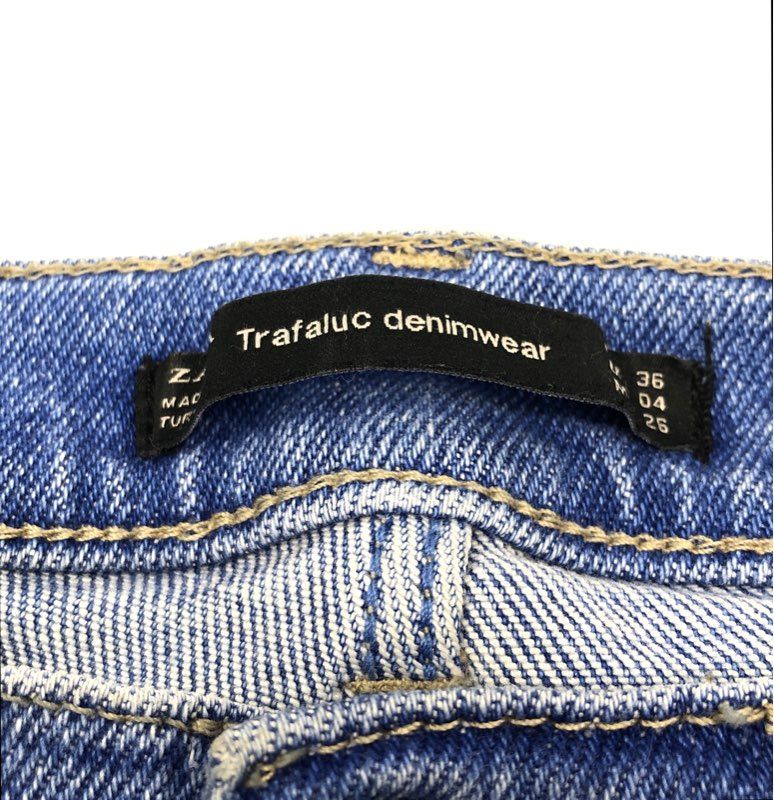 Zara Women's Blue Trafaluc High Rise Distressed Ripped Skinny Jeans Sz 26