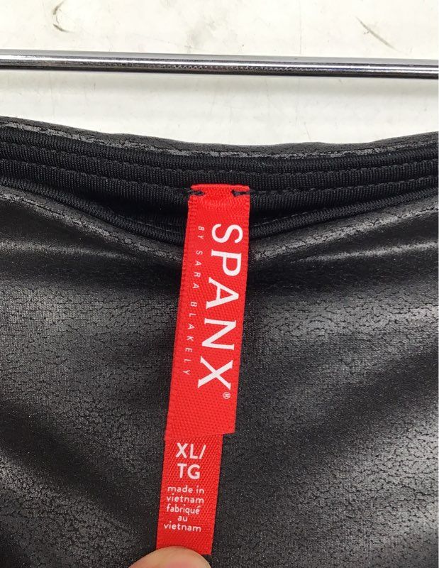 Spanx Women's Black Faux Leather High Waisted Leggings Sz XL NWT 2437