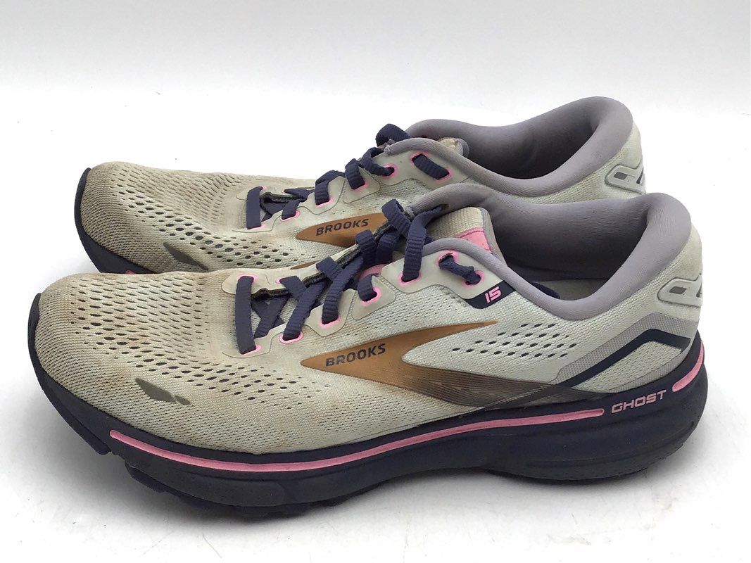 Brooks Women&#39;s Ghost 15 1203801B492 Gray Lace Up Low Top Athletic Shoes- Size 8B