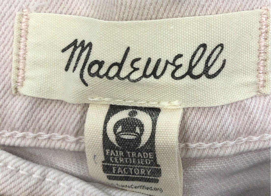 Madewell Women's Denim Shorts Blush Pink High Rise Raw Hem Frayed Stretch