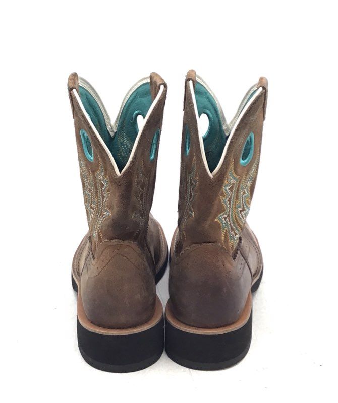 Ariat Women&#39;s Fatbaby Brown Blue Cowgirl Western Boots - Size 7B