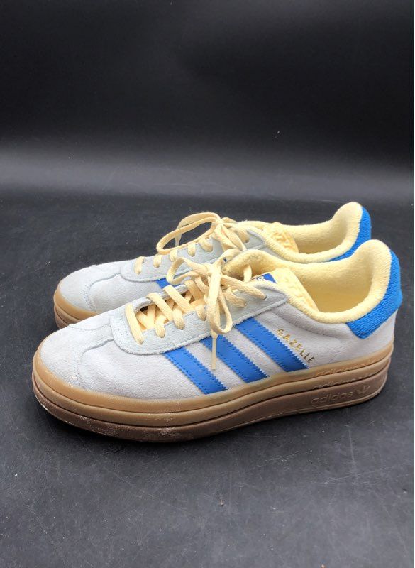Adidas Women's Gazelle Bold White Blue Athletic Shoes - Size 8