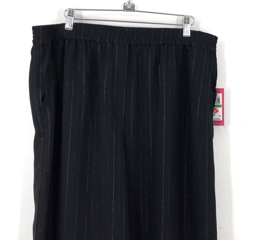 Vince Camuto Women's New Romantic Pants Black Pinstripe Wide Leg PL NWT