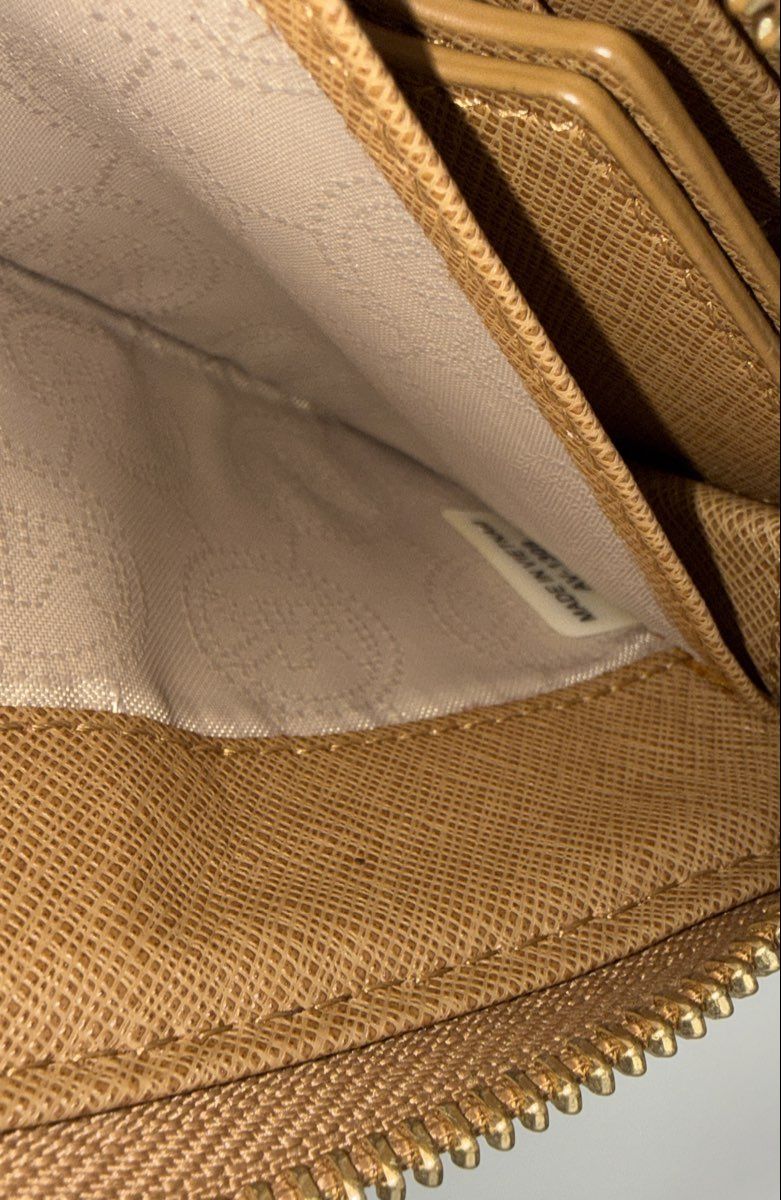 Michael Kors Brown Snakeskin Embossed Leather Zip Around Wristlet Wallet