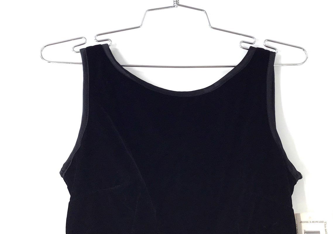 Vintage 90s Jessica Howard Women's NWT Black Velvet Peplum Top Vest Sz 4P