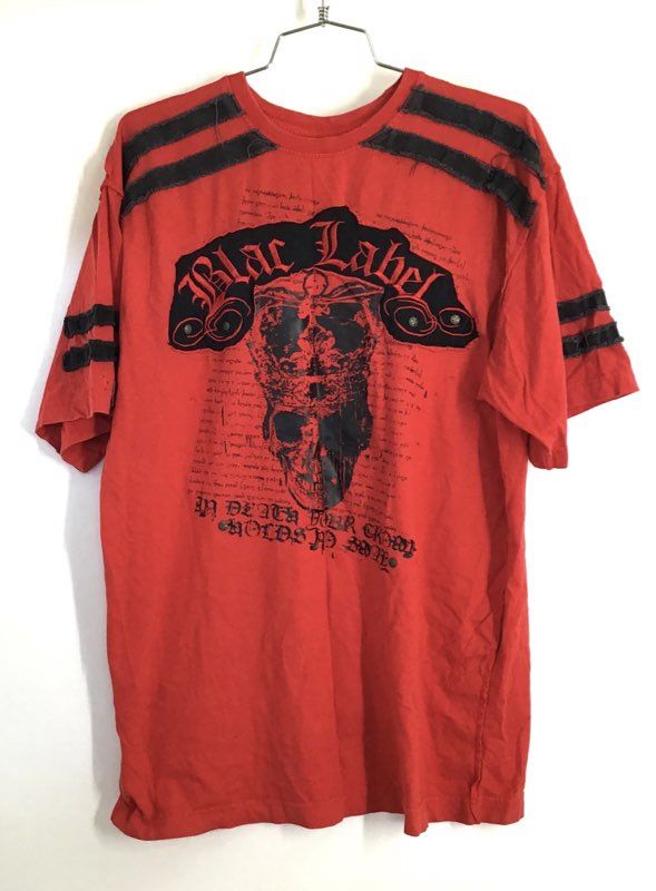 Blac Label Premium Purgatory Skull Graphic T-Shirt Red Distressed Sz 2XL