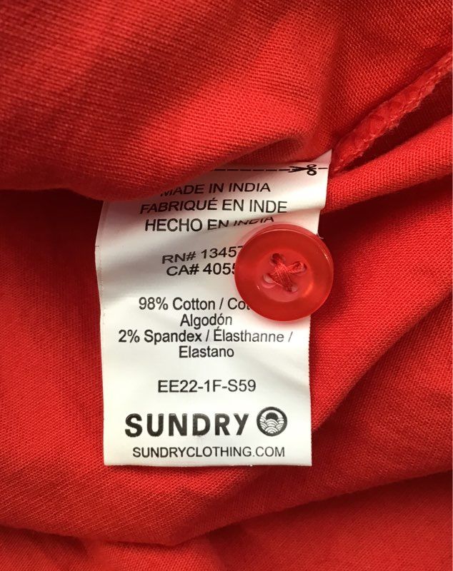 NWT Sundry For Evereve Women&#39;s Cherry Red Button-Up Shirt - Size 2