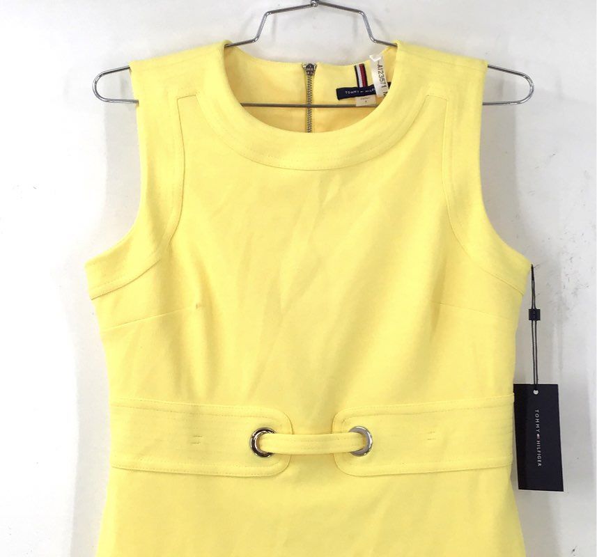 NWT Tommy Hilfiger Women's Yellow Sheath Dress - Size 4