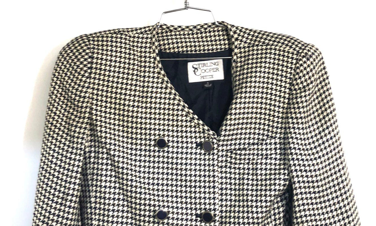 Stirling Cooper Women's Vintage 90s Houndstooth Double Breasted Blazer Sz 4P