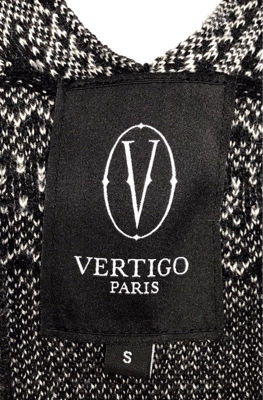 Vertigo Paris Women's Black White Geometric Open Front Longline Cardigan Sz S
