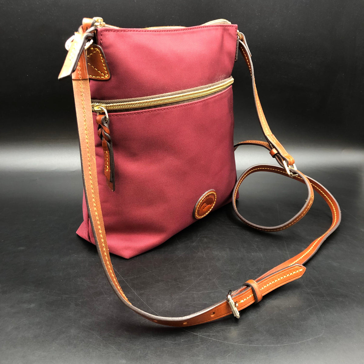 Dooney & Bourke Burgundy Nylon 'East\West' Crossbody Bag (+COA)