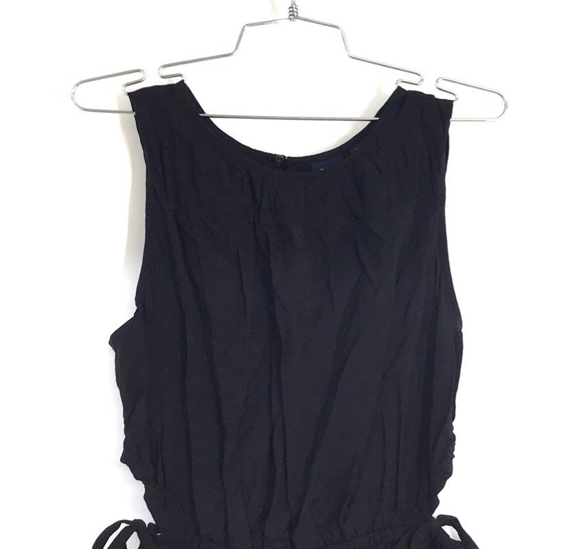 GAP Women's Black Sleeveless Rayon Blend Tiered Side Tie Waist Dress Size M