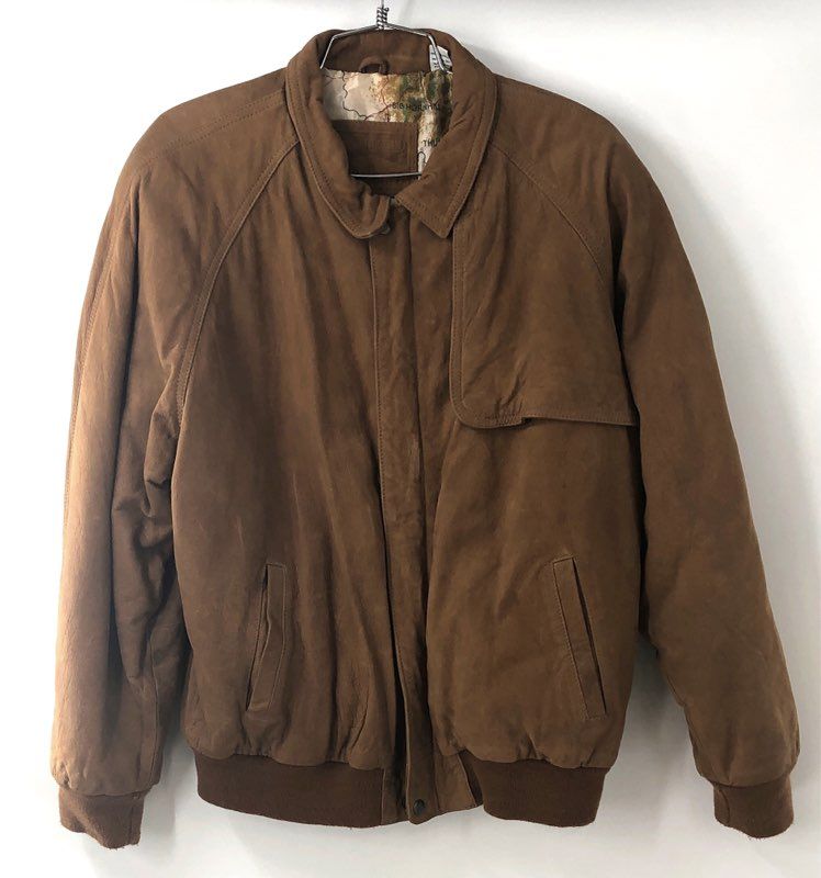 Vintage 90s Marlboro Adventure Team Men's Brown Leather Bomber Jacket Sz M