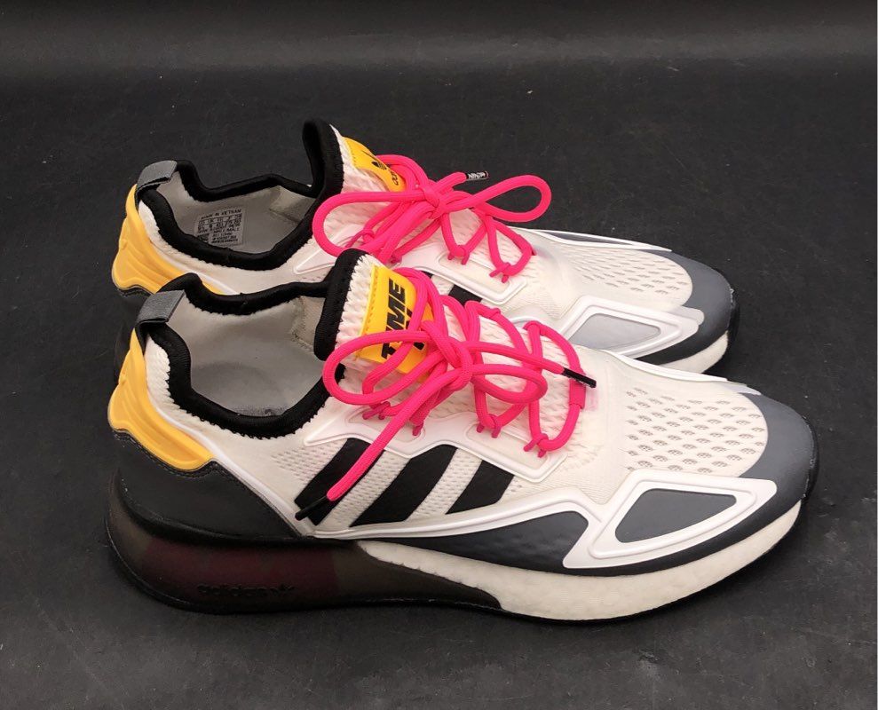 Adidas Ninja ZX 2K Boost Cloud White Pink Signal Cyan Sneakers Size 9.5
