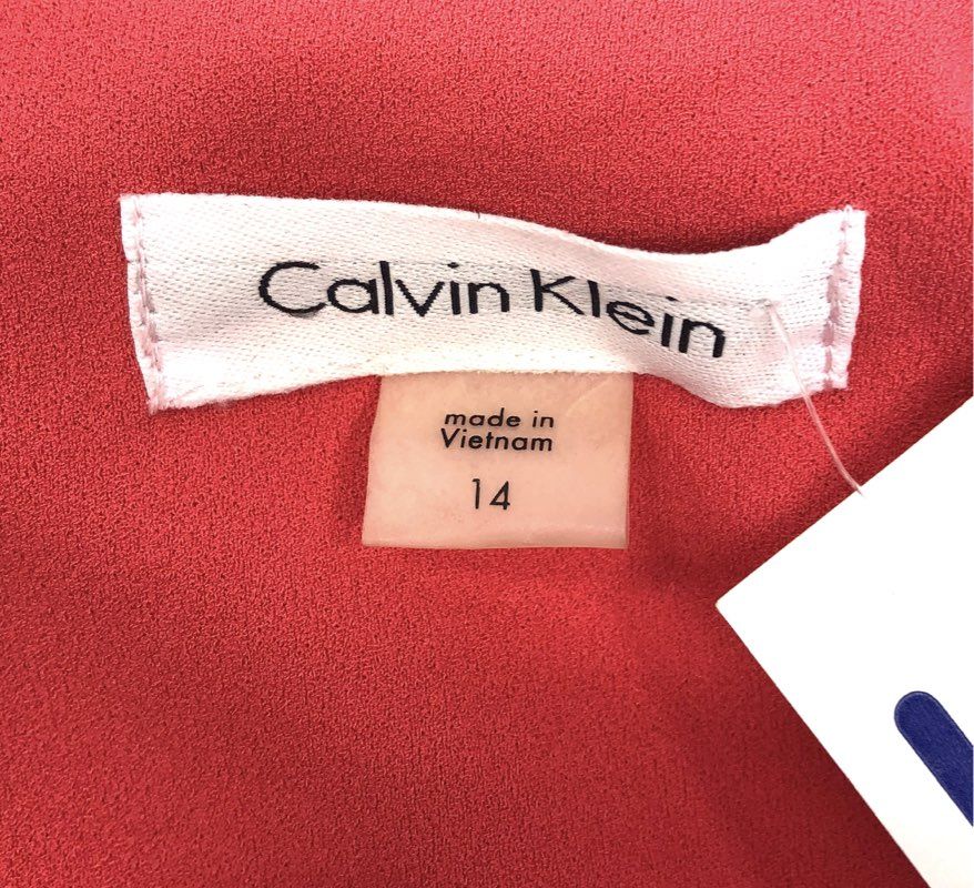 Calvin Klein Women's Red Bell Flared Sleeve Boat Neck Sheath Dress Sz 14 NWT