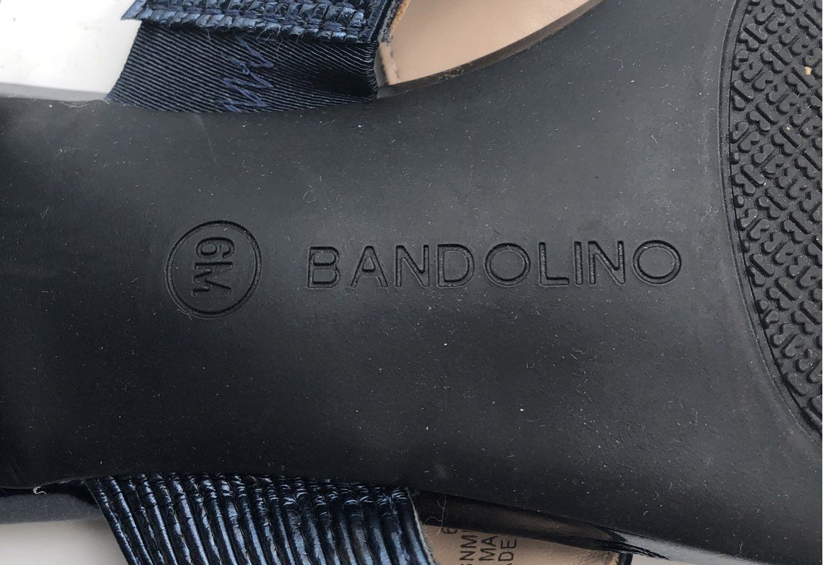 Bandolino Navy Blue Ribbed Strap Block Heel Sandals Mules Women's Size 6M