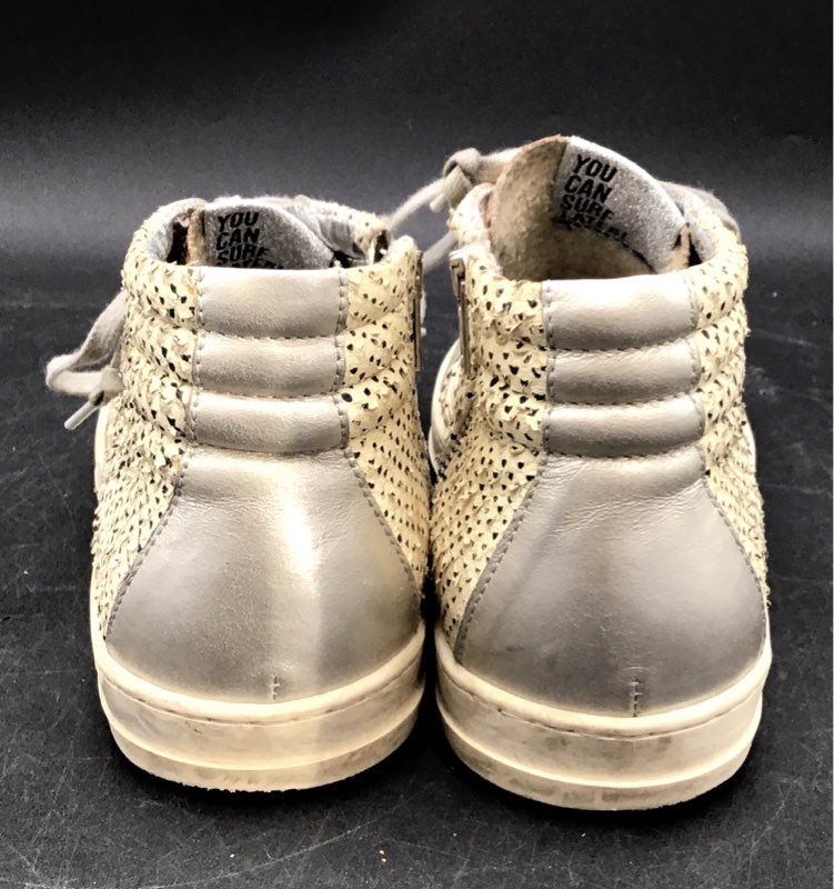 P448 Skate High Top Sneaker Size EU 40 Snakeskin Embossed Leather Side Zip